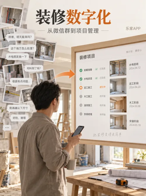乐家APP：未来家庭装修为什么需要数字化管理？从微信群管理到装修项目管理